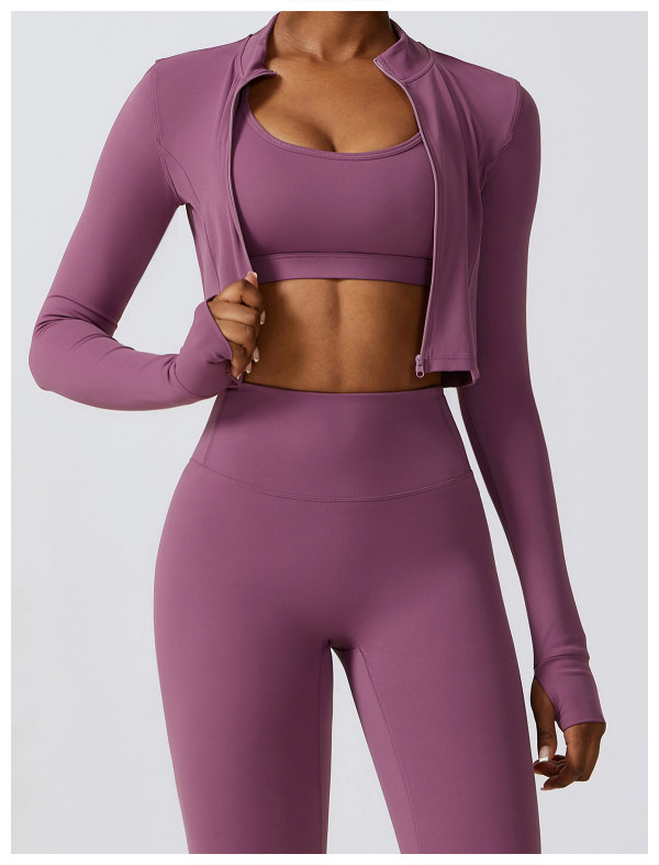 Bra+jacket+pants three piece sports suit