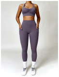 Gather tight neck hanging back yoga set