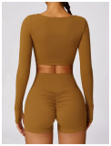 Long sleeved shorts tight sports suit