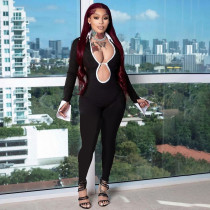 Color blocking tight fitting jumpsuit pants