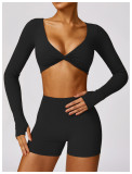 Long sleeved shorts tight sports suit