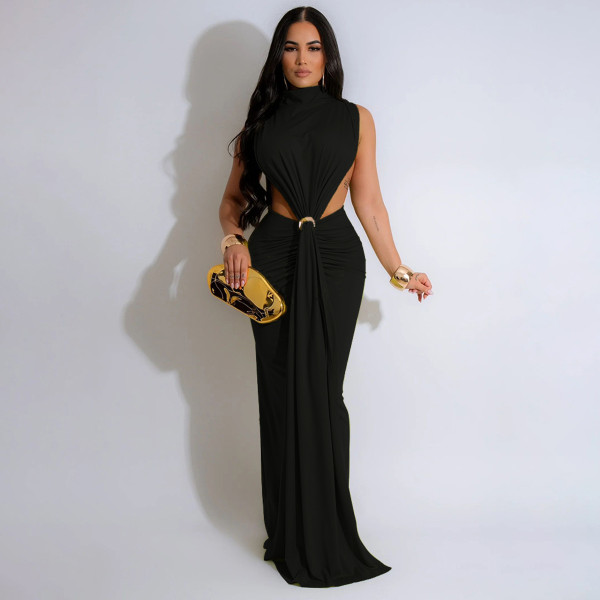 Side slit sleeveless dress