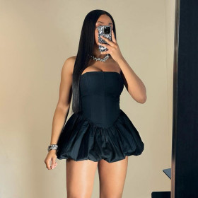 Strapless lantern puffy dress