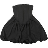 Strapless lantern puffy dress