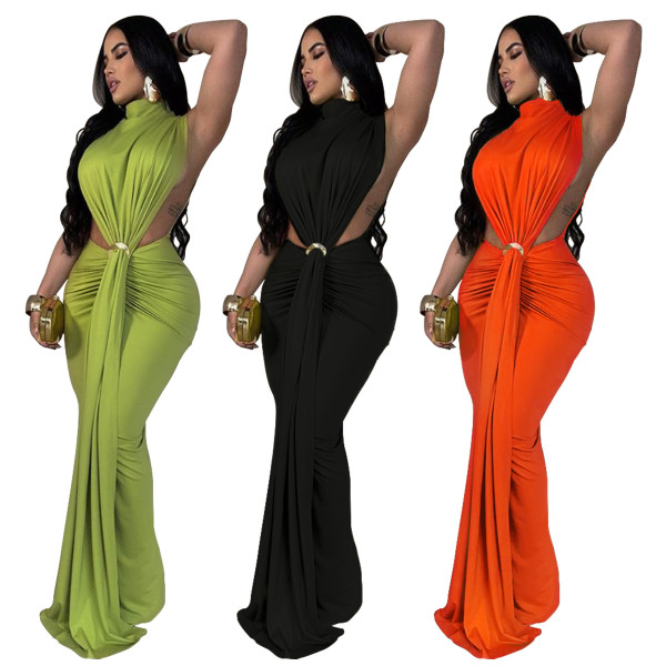 Side slit sleeveless dress