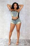 Nostalgic stretch shorts set