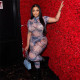 Backless printed see through mesh jumpsuit