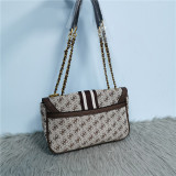 Single shoulder crossbody bag, chain cloth bag, printed striped bag