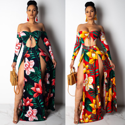 Irregular strap off shoulder skirt