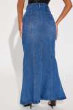 Elastic denim skirt