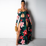 Irregular strap off shoulder skirt