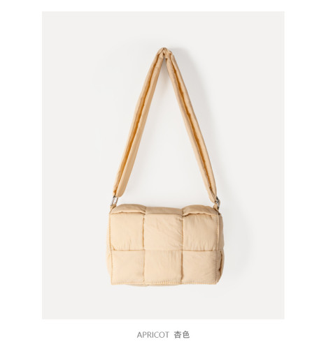 Crossbody woven plaid nylon small square bag