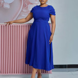 Short sleeved irregular plus size dress