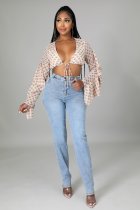 Hollow back elastic jeans Hollow back elastic jeans