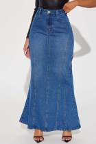 Elastic denim skirt