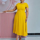 Short sleeved irregular plus size dress