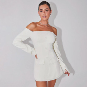 One shoulder bag long sleeved hip hugging dress
