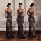 Backless leopard print dress