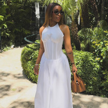 Temperament hanging neck sleeveless dress Temperament hanging neck sleeveless dress