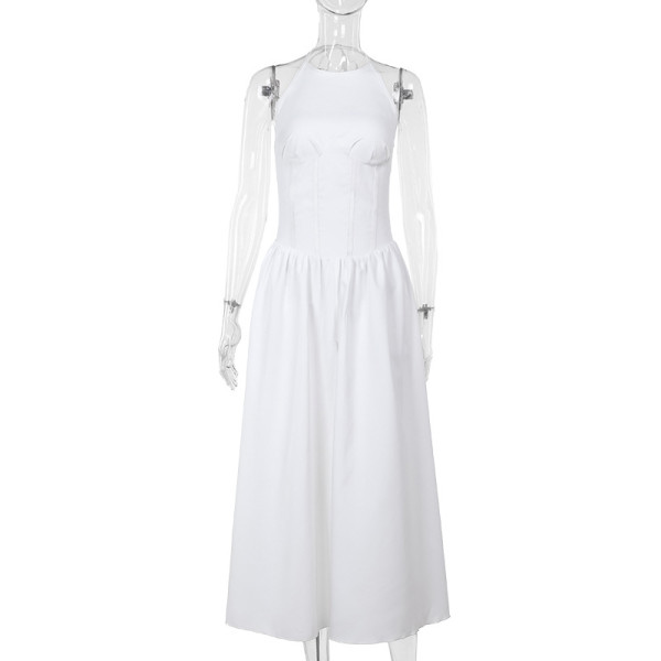 Temperament hanging neck sleeveless dress