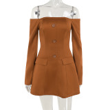 One shoulder bag long sleeved hip hugging dress