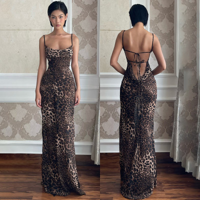 Backless leopard print dress