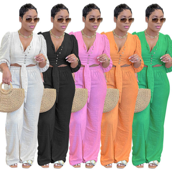 Cardigan tie long sleeved set