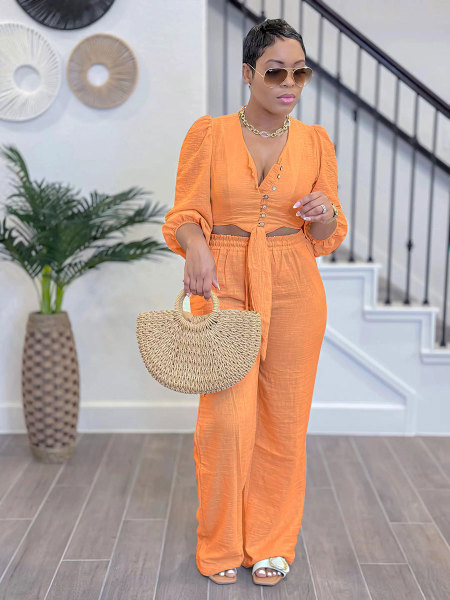 Cardigan tie long sleeved set