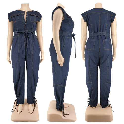 Cowboy short sleeved laundry jumpsuit pants