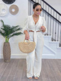 Cardigan tie long sleeved set