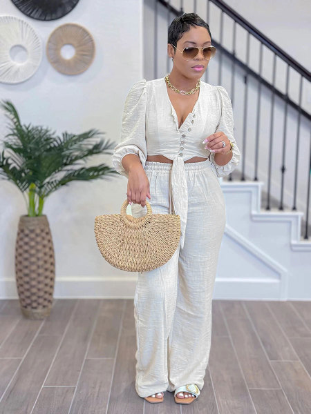 Cardigan tie long sleeved set