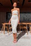 One shoulder strapless knitted hip hugging dress