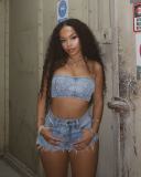 Embroidered strapless elastic shorts set