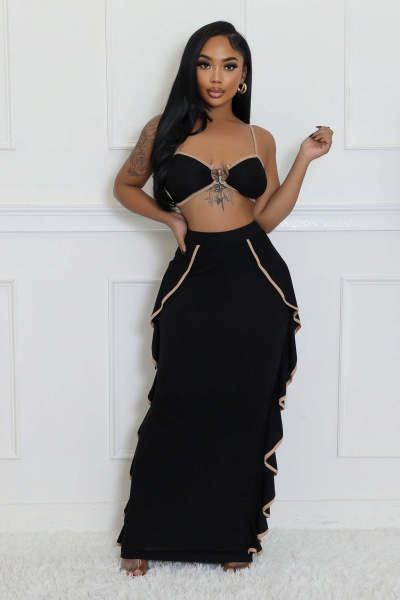 Strap elastic skirt set