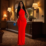 One shoulder evening gown dress