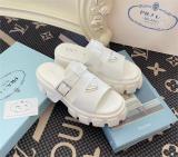 Silver triangle logo sponge cake thick sole single button beach shoes