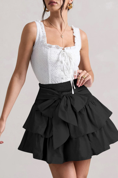 Folded midi skirt bow cake skirt
