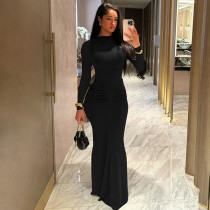 Long sleeved pleated high waisted dress Long sleeved pleated high waisted dress