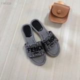 Flat bottomed canvas printed embroidered letter flip flops