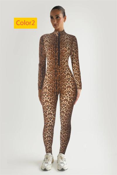 Round neck long sleeved printed jumpsuit