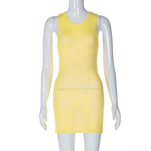 Round neck sleeveless woolen dress