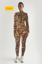 Round neck long sleeved printed jumpsuit