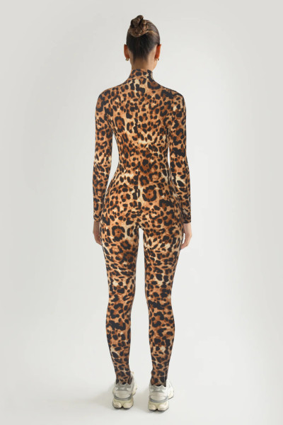 Round neck long sleeved printed jumpsuit