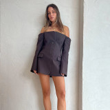 Backless strapless long sleeved dress