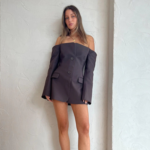 Backless strapless long sleeved dress