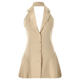 V-neck hanging neck dress