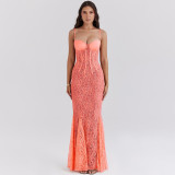 Lace backless camisole dress