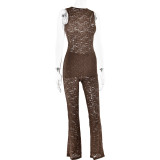 Round neck sleeveless top and pants set