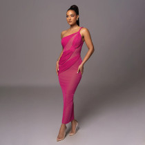 One shoulder sleeveless dress with backless skirt One shoulder sleeveless dress with backless skirt