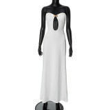Strapless U-neck high waisted long dress